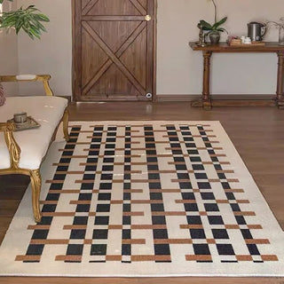 french tile patterned area rug eco friendly woven polyester carpet front view