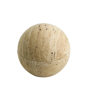 travertine marble sphere handcrafted incense burner elegant beige stone diffuser side view