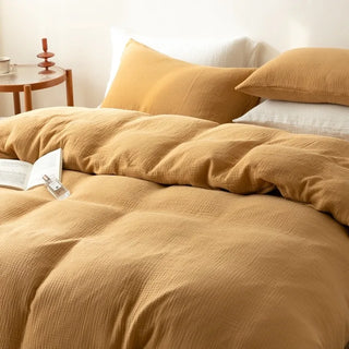 linen duvet cover classic brown european bedding set 500tc fabric angle view