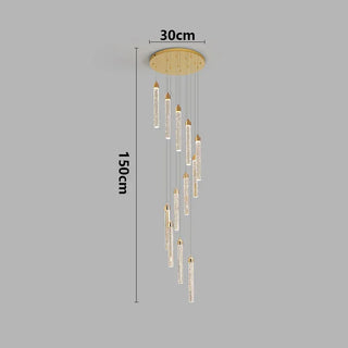 Gold Crystal Chandelier – Rotating Pendant Light for Large Space Lighting