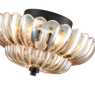 Plafonnier en verre ambré – Luminaire semi-encastré vintage avec lumière chaude