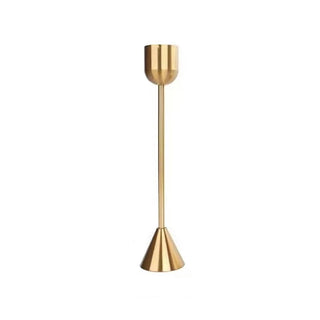 gold candlestick holders capri italy metal candle holders small medium large front view