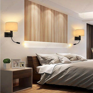 LED Fabric Wall Light – Adjustable Reading Lamp With Soft Lampshade & Warm Frame