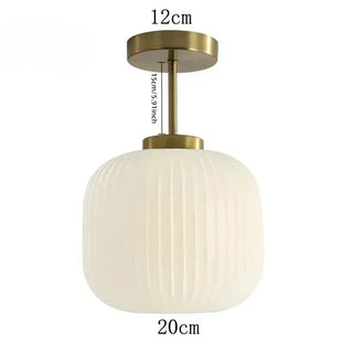 Retro Glass Ceiling Light – Ribbed Glass Lamp with Adjustable Brightness for Living Room