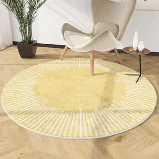 round plush soft carpet luxury abstract design non slip rug pad front view