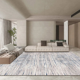 neutral art carpet contemporary designer area rug non slip rectangle front view
