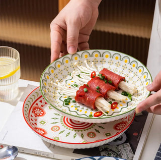 ceramic art plates earthworks handcrafted porcelain dinnerware set elegant european style side view