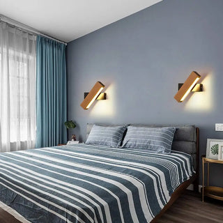 Rotating Wooden Wall Light – Adjustable 360 Degree Wall Lamp | Bedroom LED Fixture