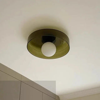 Vintage Ceiling Light – White Glass Entryway Lighting | Retro Lamp by Lumavera