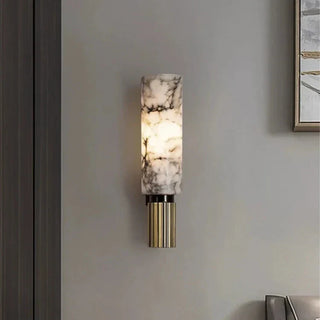 Alabaster Marble Wall Sconce – Luxury Copper Base Integrated LED Lighting