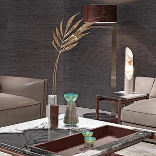 ELDER Italian marble red floor lamp front – modern fabric shade