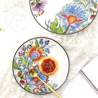 hand painted ceramic plates earthworks elegant porcelain plates luxury dining angle view