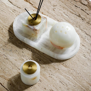 marble stone diffuser earthworks handcrafted marble aroma diffuser incense burner tray set top view