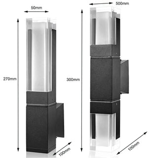 Outdoor Wall Sconce - Black Acrylic Column Light | Weather-Resistant LED Fixture