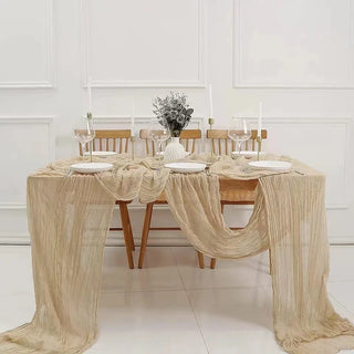 gauze table runner semi sheer woven runner elegant dining decor angle view