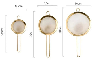 fine mesh sieve paris kitchenware gold stainless steel strainer set eco friendly side view