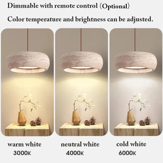 Yellow Travertine Pendant Light – Modern Ceiling Lamp for Living & Dining Rooms