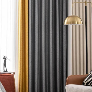 insulated blackout curtain scandinavian luxury thermal window drapes amber yellow fog side view
