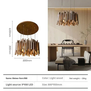 Wooden Pendant Light – Sculptural Ceiling Light with Adjustable Cable | Living Room Lighting