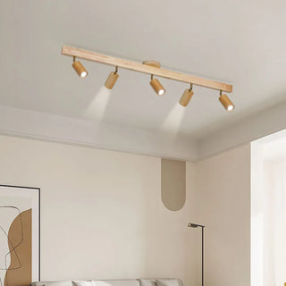 Wood Ceiling Light – Adjustable Surface Mounted Light with Directional Spot Lamp