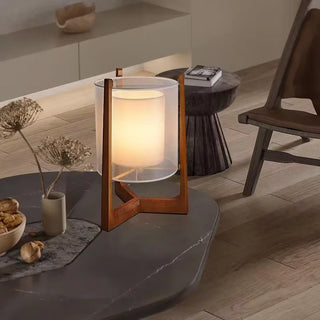 Nordic Wooden Floor Lamp – Scandinavian Standing Lamp with Fabric Shade for Living Room