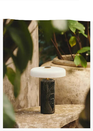 Marble LED Table Lamp – Modern Touch Control Lamp with Frosted Glass Shade