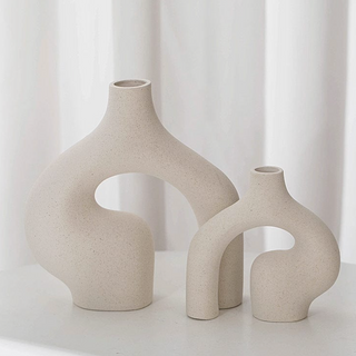 wabi sabi vase irregular ceramic vase set modern organic decor close-up
