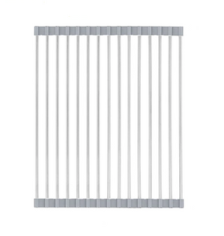 kitchen mat rack stainless steel sink drying rack silicone grip close-up