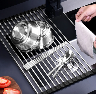 kitchen mat rack stainless steel sink drying rack silicone grip detail