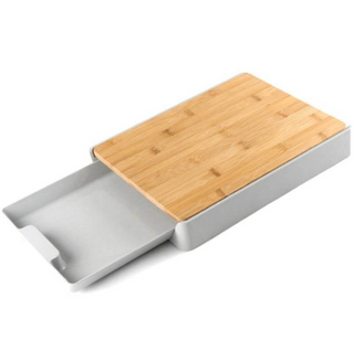 smart cutting board durable bamboo kitchen prep accessory integrated container front view