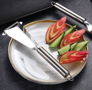 triangle carving knife professional stainless steel fruit peeler 24cm side view
