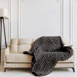 weighted knitted blanket wool comfort throw deep pressure touch top view