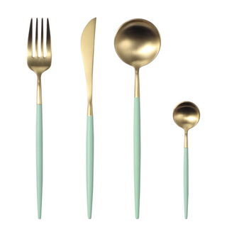 stainless steel cutlery 24 piece rustproof mint color flatware detail