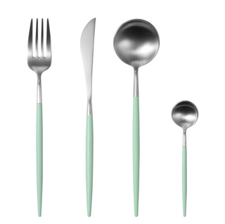 stainless steel cutlery 24 piece rustproof mint color flatware front view