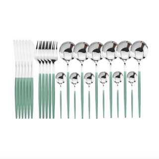 stainless steel cutlery 24 piece rustproof mint color flatware set view