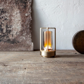 Eva rechargeable lamp close-up — stainless steel detail