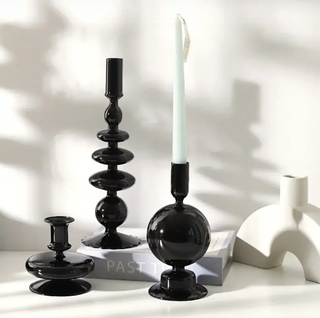 glass candlestick set elegant borosilicate candle holders set of five side view