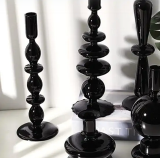 glass candlestick set elegant borosilicate candle holders set of five detail