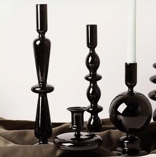 glass candlestick set elegant borosilicate candle holders set of five angle view