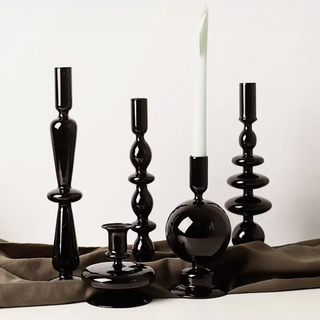 glass candlestick set elegant borosilicate candle holders set of five close-up