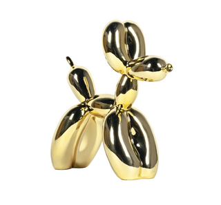 balloon dog sculpture contemporary art porcelain dog statue chromatic coating front view