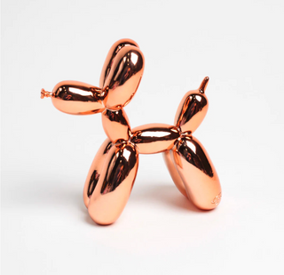 balloon dog sculpture contemporary art porcelain dog statue chromatic coating detail