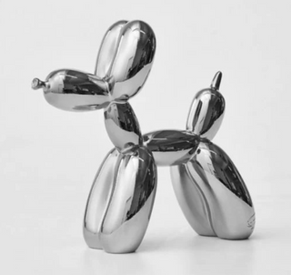 balloon dog sculpture contemporary art porcelain dog statue chromatic coating side view