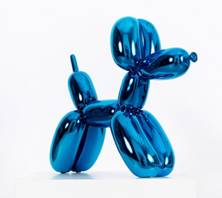 balloon dog sculpture contemporary art porcelain dog statue chromatic coating close-up