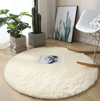 round beige kilim design polyester area rug home decor side view