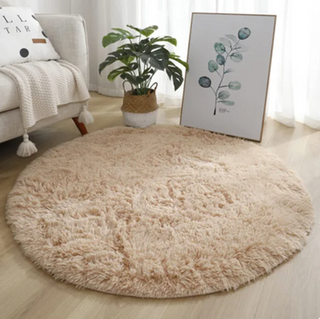 round caramel kilim design polyester area rug floor mat side view