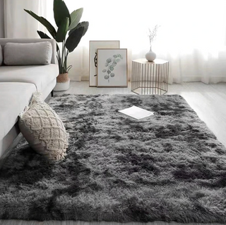 fluffy dark grey contare lisboa plush floor mat non slip close-up
