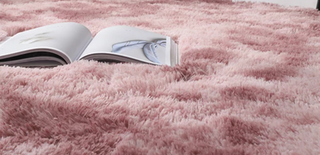 fluffy rosa plush area rug European kilim non slip carpet side view
