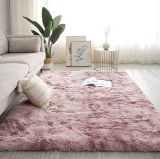 fluffy rosa plush area rug European kilim non slip carpet front view