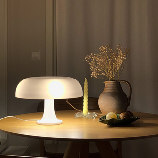 Italian mushroom lamp side — white LED warm glow